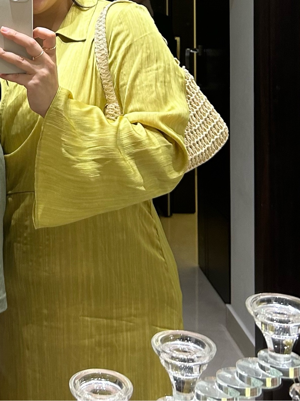 Mango - Silky Pleated Long-Sleeve Dress